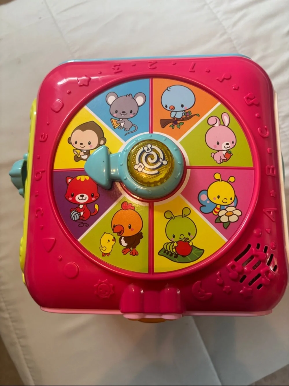 Interactive Pink and Green Sensory Activity Cube for Toddlers